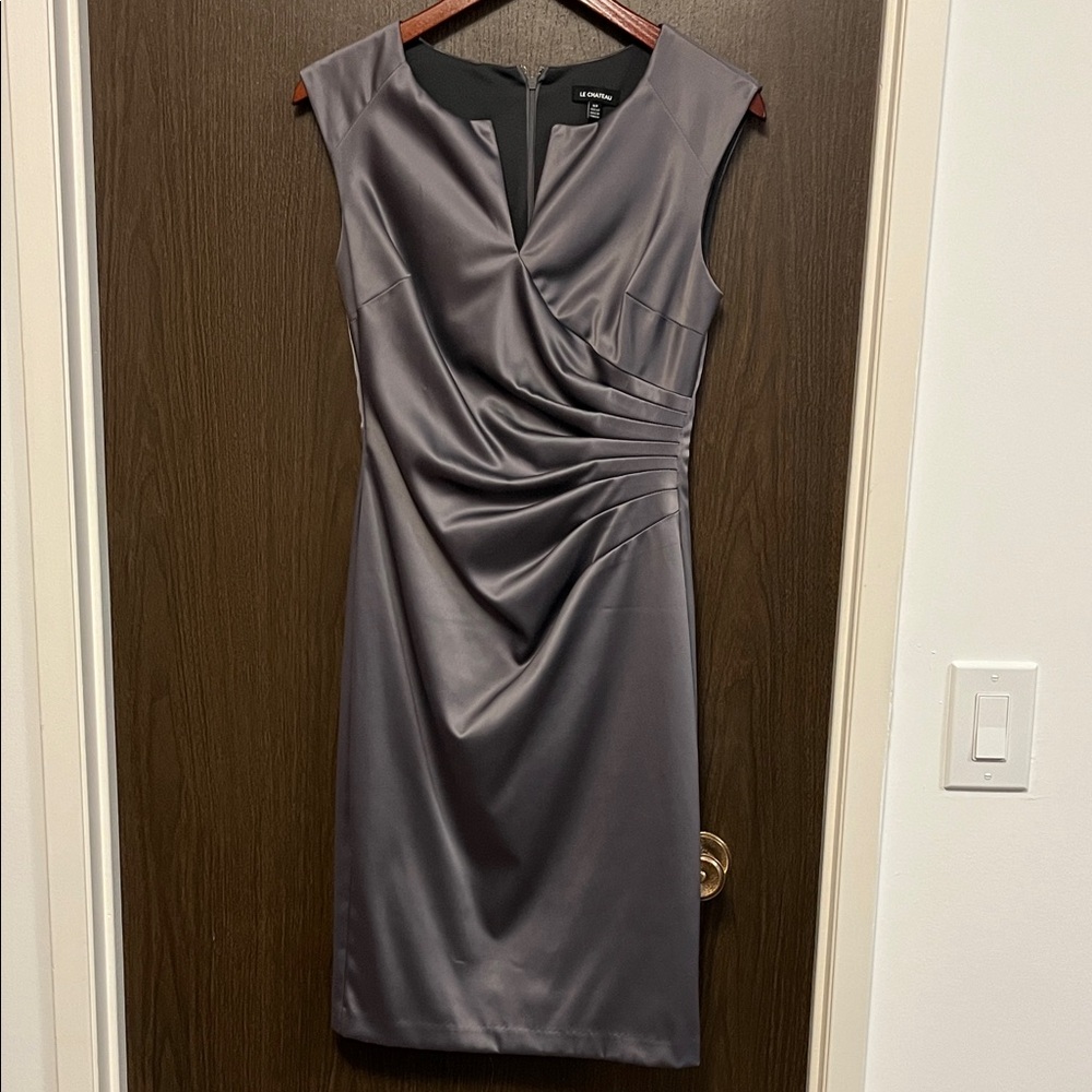 Le Chateau Elegant Gray Midi Dress